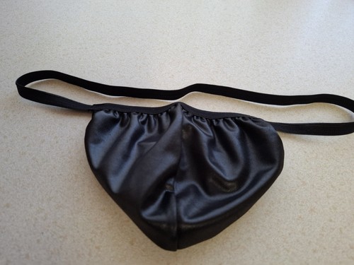 Mens black wet look - , posing