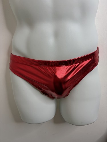 Men shiny red posing thong - red,