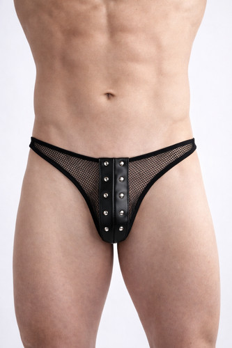 Mens sexy fishnet faux leather - mens,